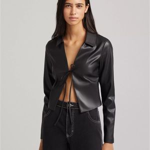 Faux leather Bershka Y2K top sz L